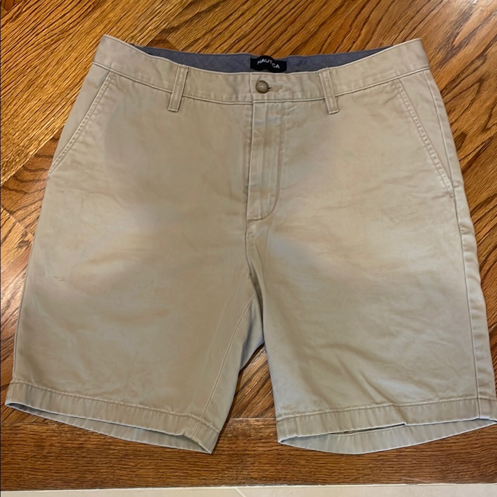 Nautica Men's Classic Fit Flat Front Khaki/Tan Shorts